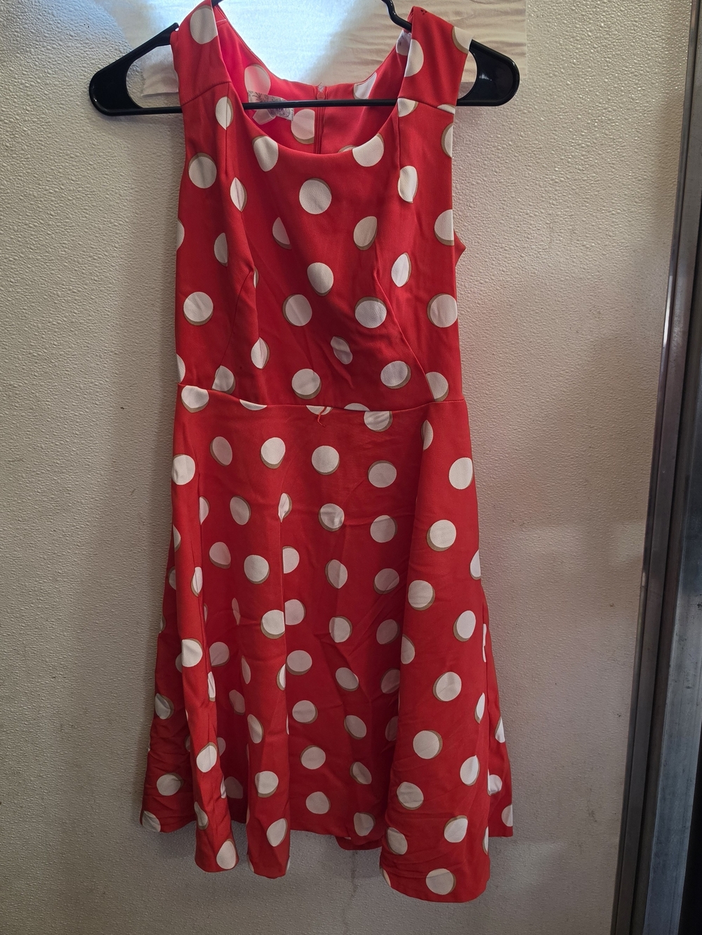Womans dressbarn Red and White Polka Dot Sleeveless Fit-and-Flare Dress Sz 4